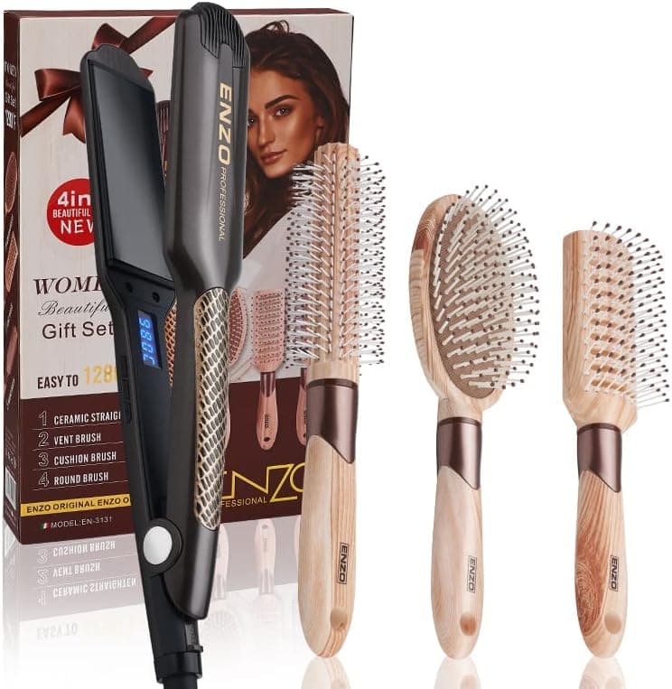 ENZO HAIR STRAIGHTENER WOMEN BEAUTIFUL GIFT SET
